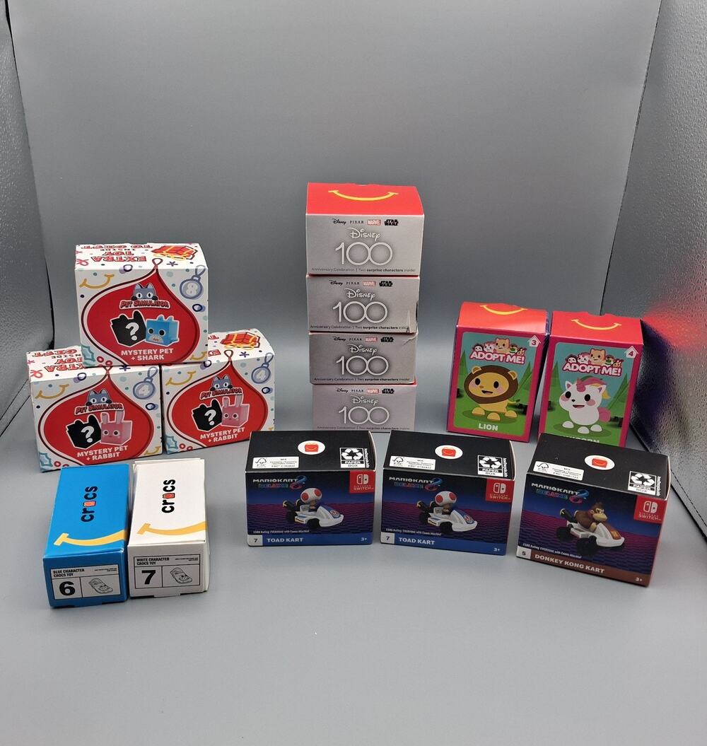 Lot Of 14 Modern Happy Meal Toys McDonald's Mystery Nintendo Disney Crocs